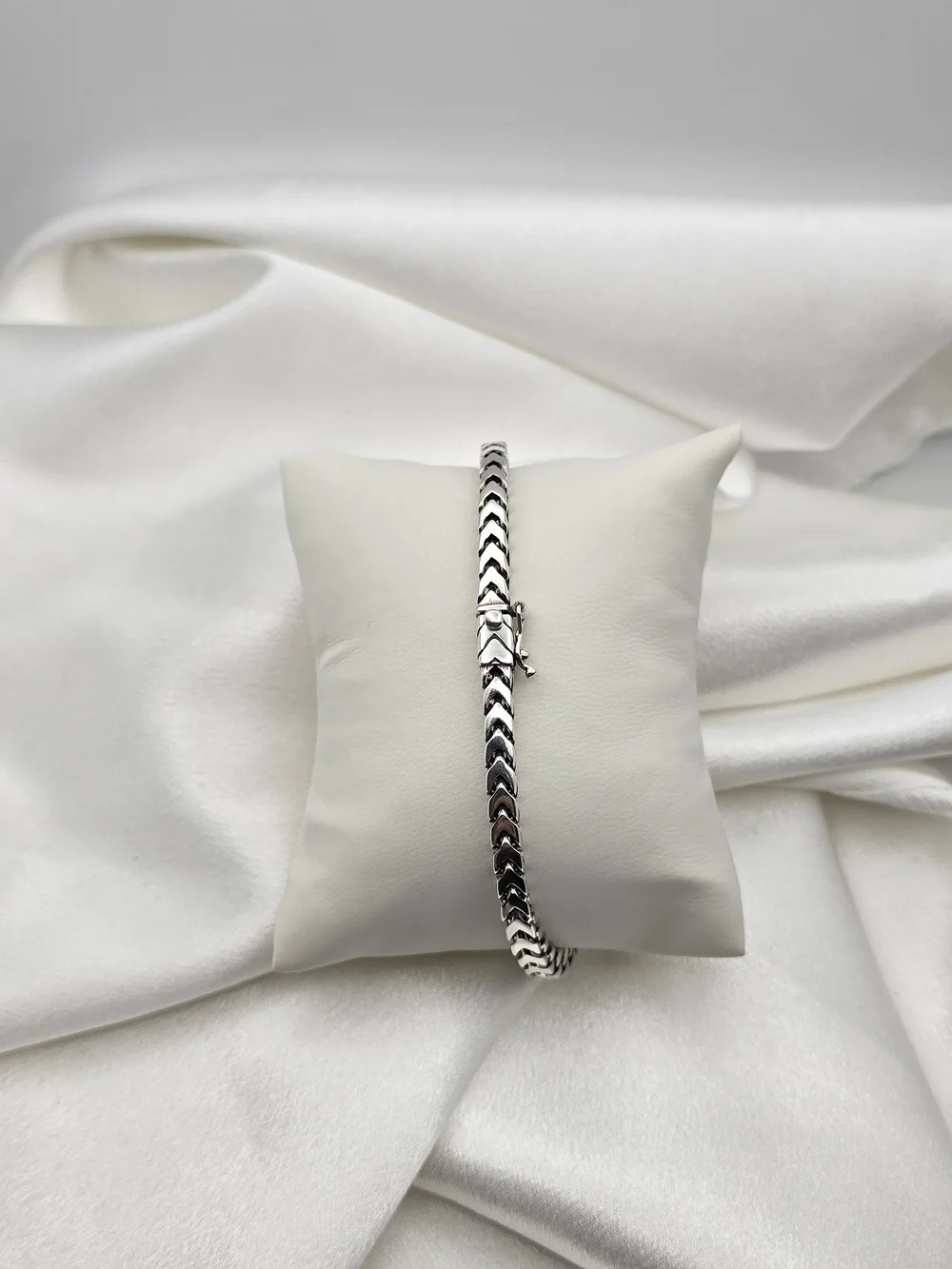 Rhodium Over Sterling Silver 925 Franco Bracelet